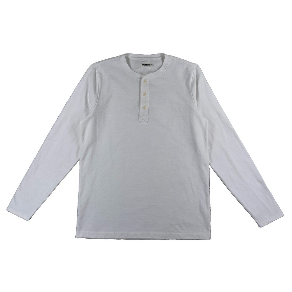 Taylor Stitch Heavy Bag Henley Shirt Mens 40 Medium White Long Sleeve
